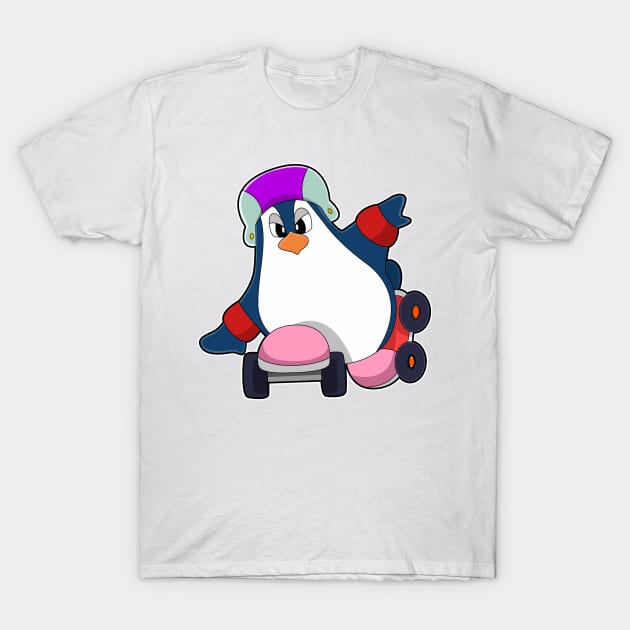 Penguin as Inline Skater with Inline Skates T-Shirt by Markus Schnabel